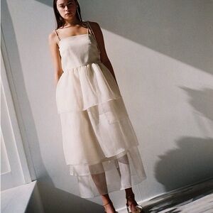 Elegant Cream Spaghetti Strap Dress